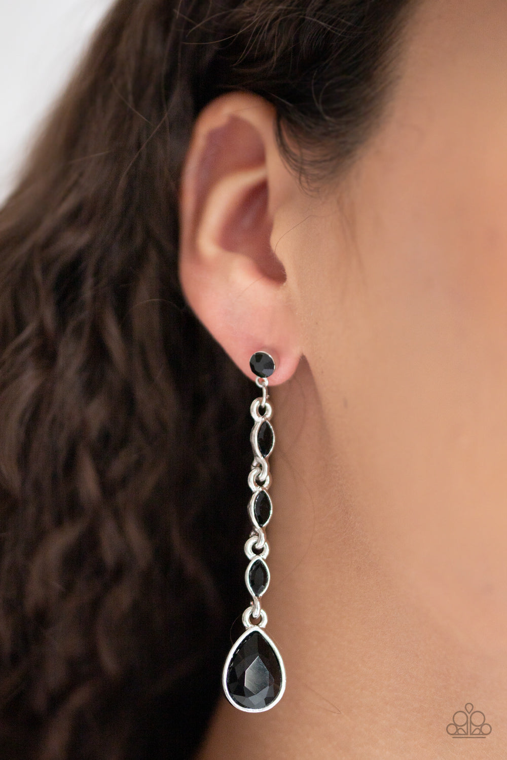 Paparazzi Must Love Diamonds - Black Rhinestones Earrings - Pusher P