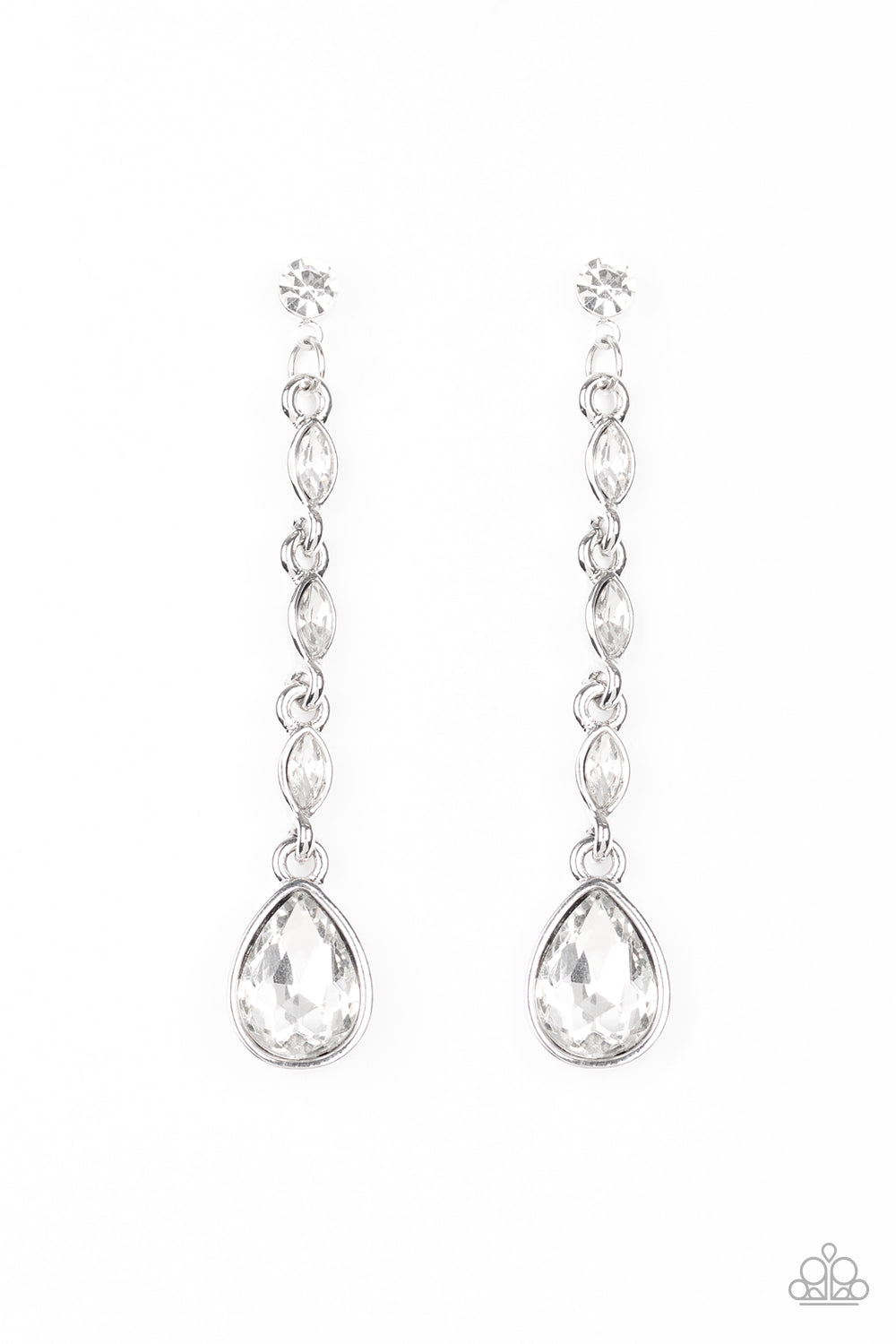 Paparazzi Must Love Diamonds - White Rhinestones Earrings - Pusher P