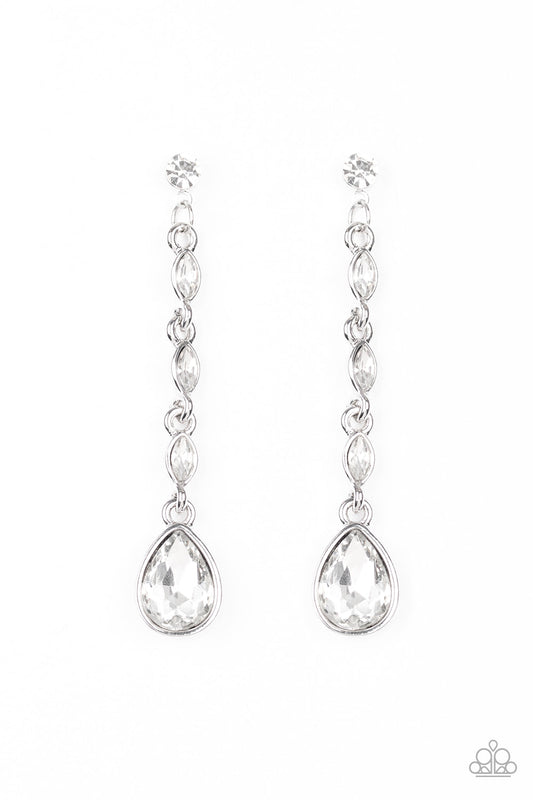 Paparazzi Must Love Diamonds - White Rhinestones Earrings - Pusher P