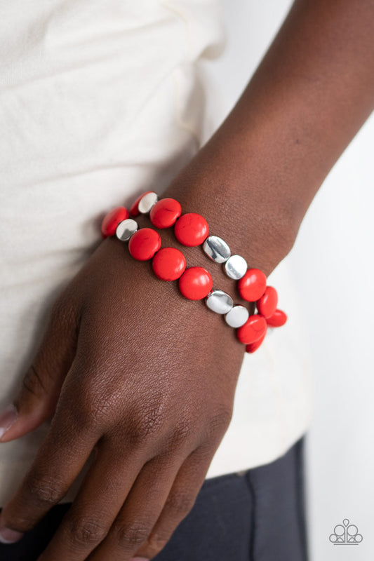Paparazzi: Simply Sedimentary - Red Bracelet - Pusher P