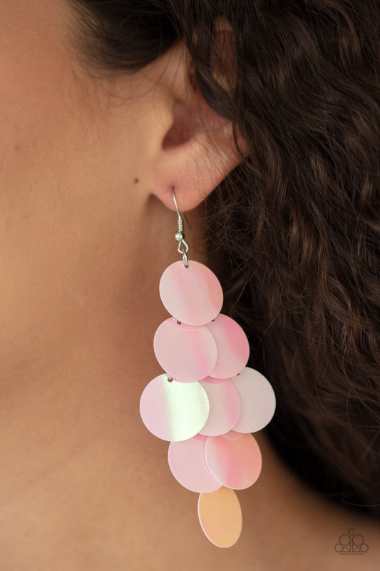 Paparazzi Mermaid Shimmer - Pink Iridescent Earrings - Pusher P