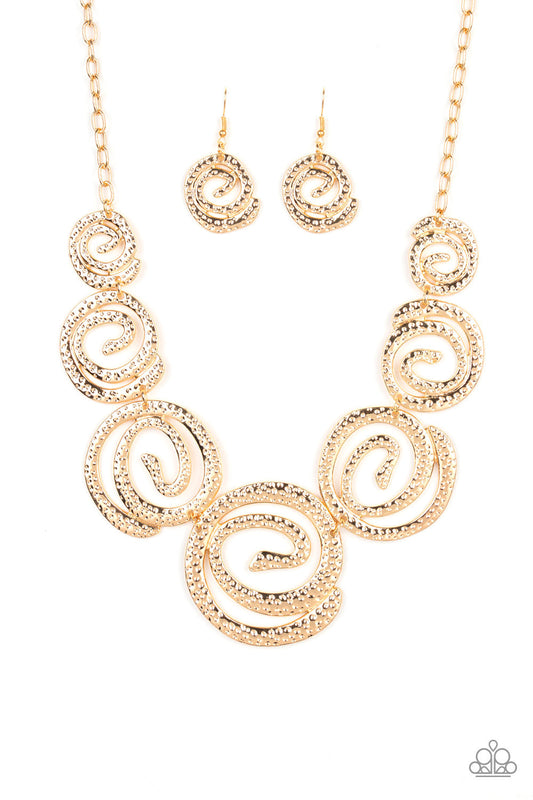 Paparazzi Statement Swirl - Gold Necklace - Pusher P