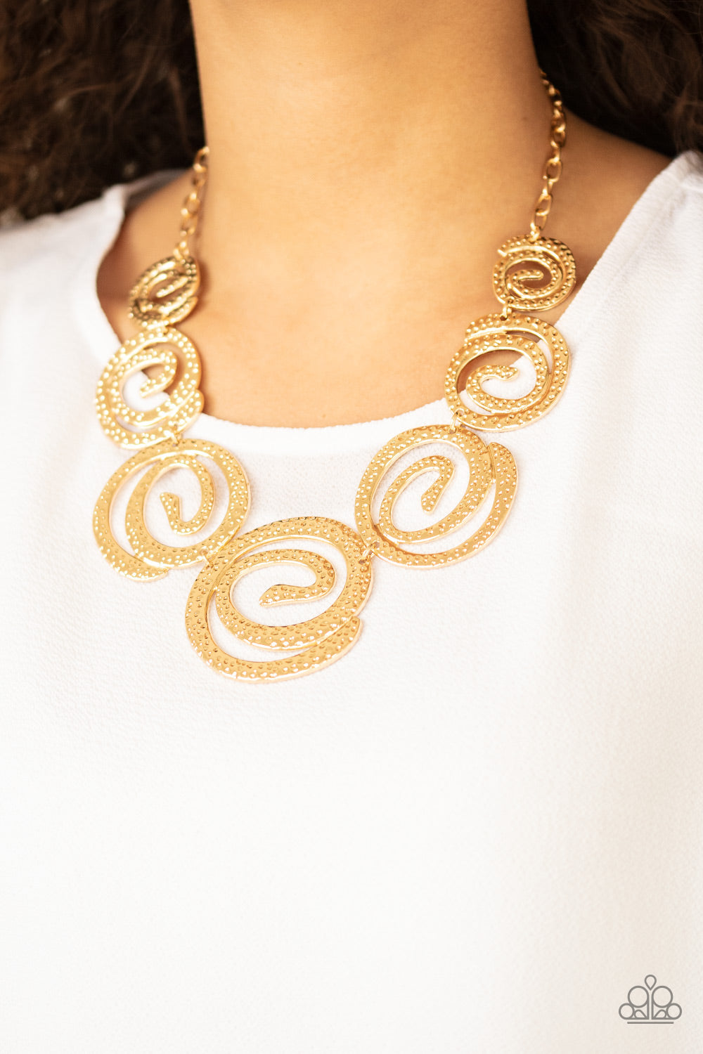 Paparazzi Statement Swirl - Gold Necklace - Pusher P