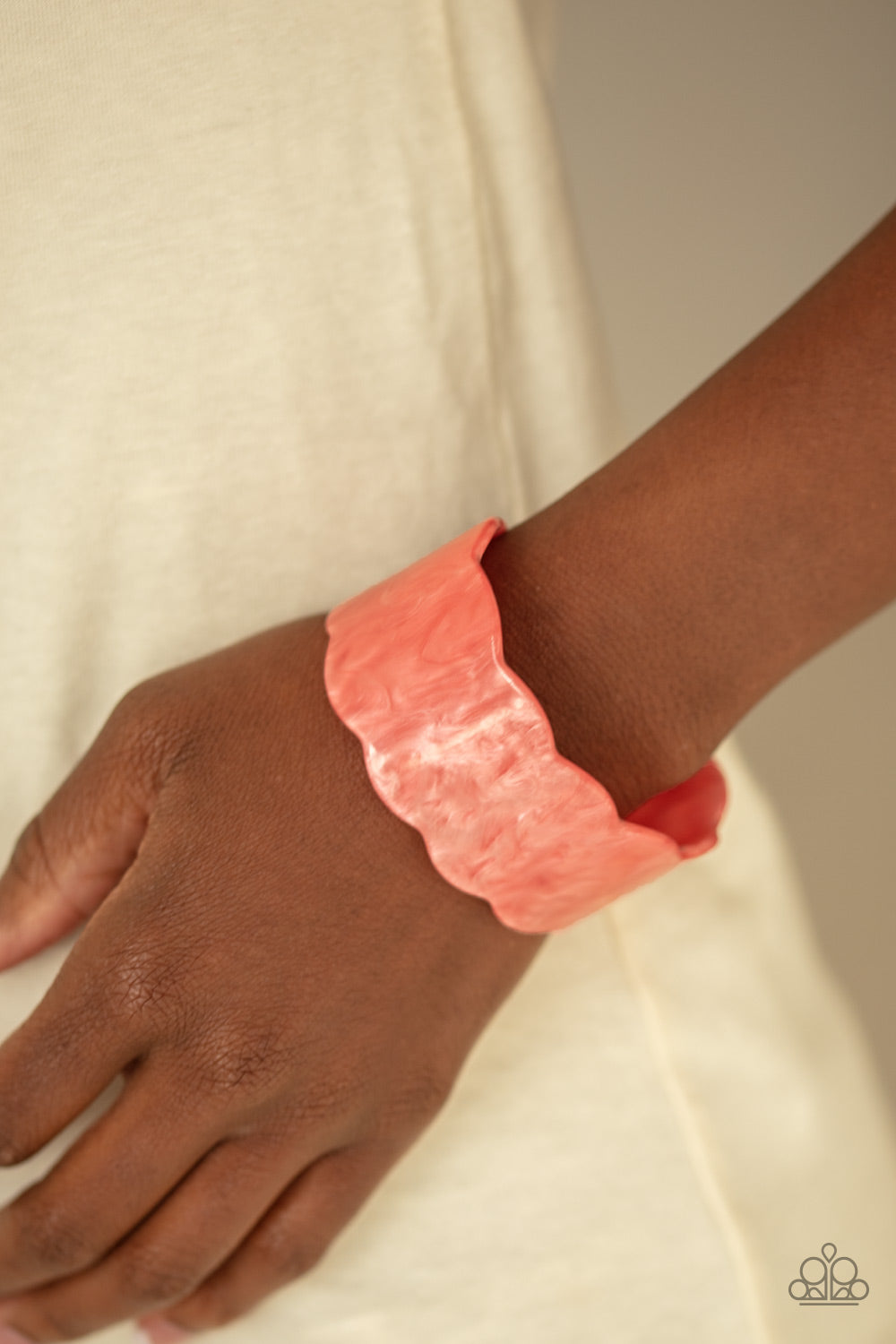 Paparazzi Retro Ruffle - Orange Acrylic Cuff Bracelet - Pusher P