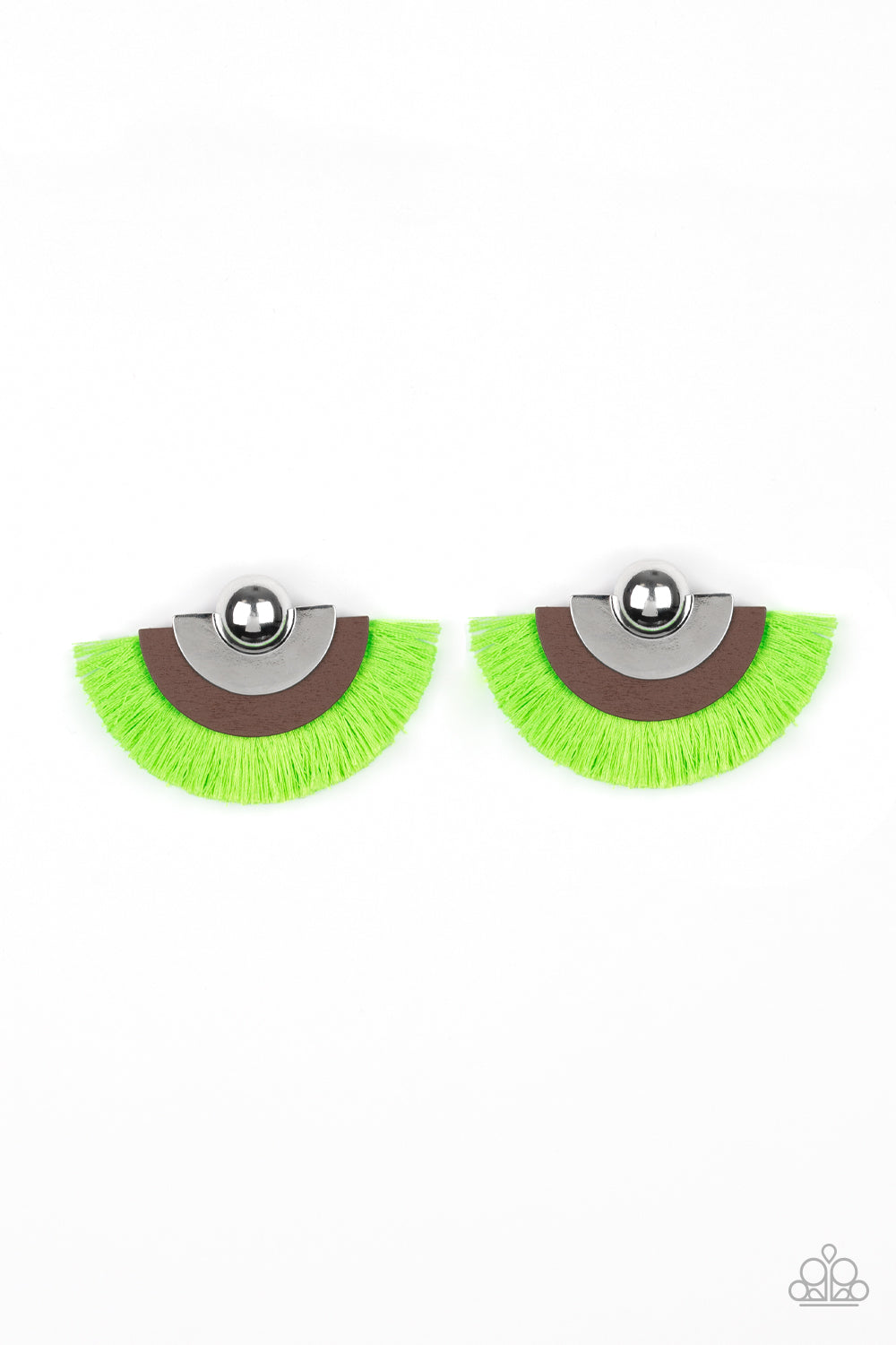Paparazzi Fan The FLAMBOYANCE - Green Earrings - Pusher P