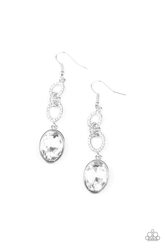 Paparazzi Extra Ice Queen - White Gem Earrings - Pusher P