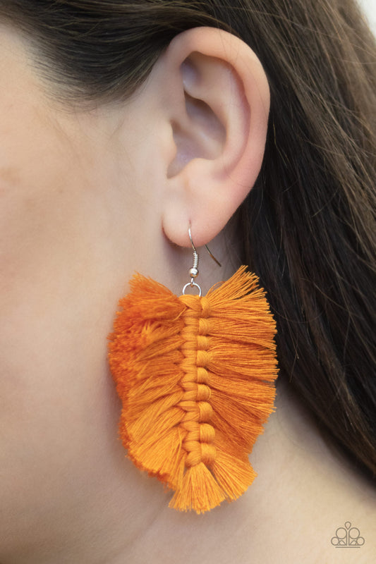 Paparazzi Knotted Native - Orange Tassel Earrings - Pusher P