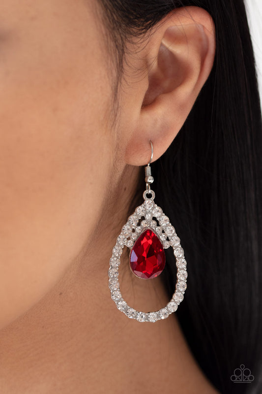 Paparazzi Trendsetting Twinkle - Red Earrings - Pusher P