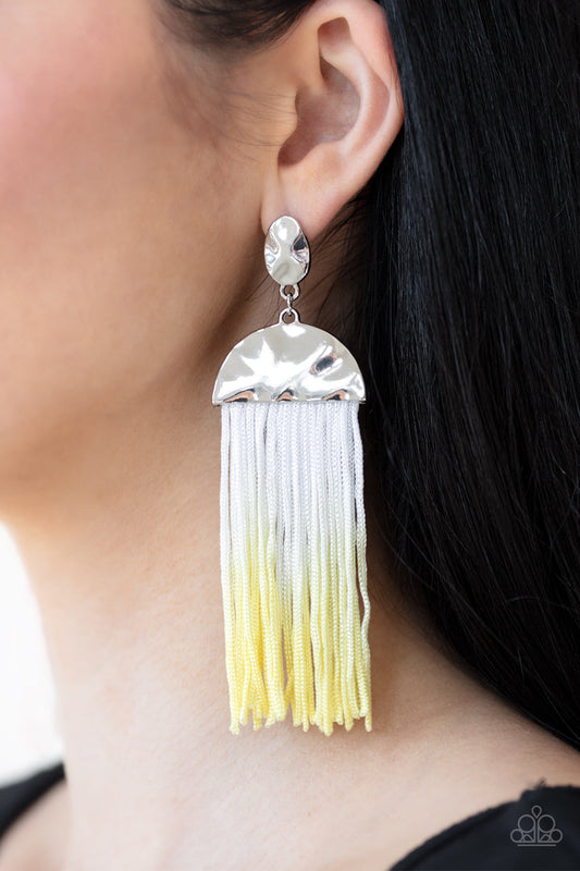Paparazzi Rope Them In - Yellow Tassel Earrings - Pusher P