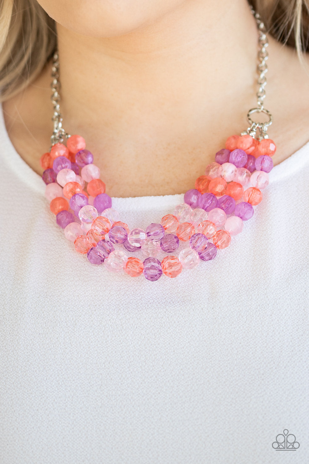 Paparazzi Summer Ice - Multi Crystal-Like Necklace - Pusher P