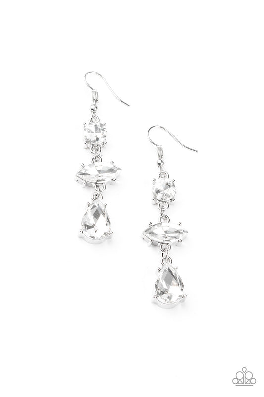 Paparazzi: Starlet Twinkle - White Rhinestone Earrings - Pusher P
