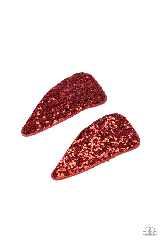Paparazzi Squad Shimmer - Red Sequins Barrettes - Pusher P