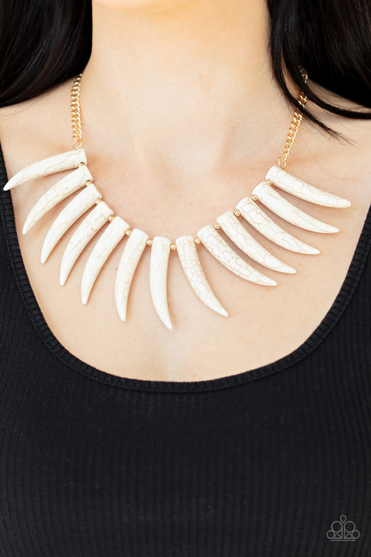 Paparazzi Tusk Tundra - White Necklace