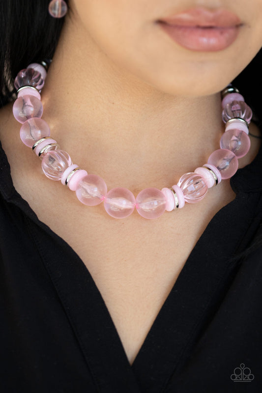 Paparazzi Bubbly Beauty - Pink Acrylic Necklace - Pusher P