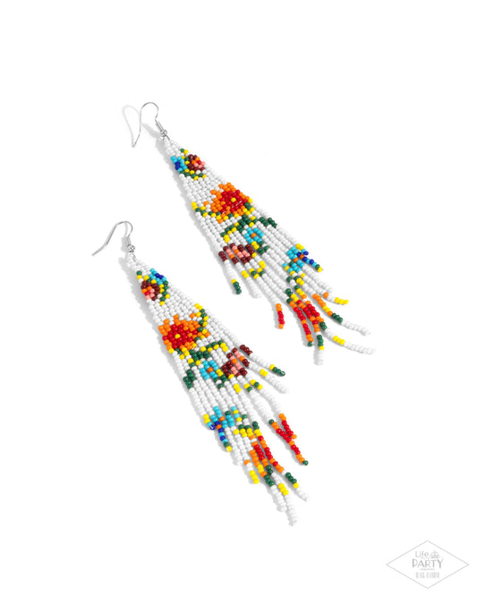 Beaded Gardens - White Seed Bead Earrings