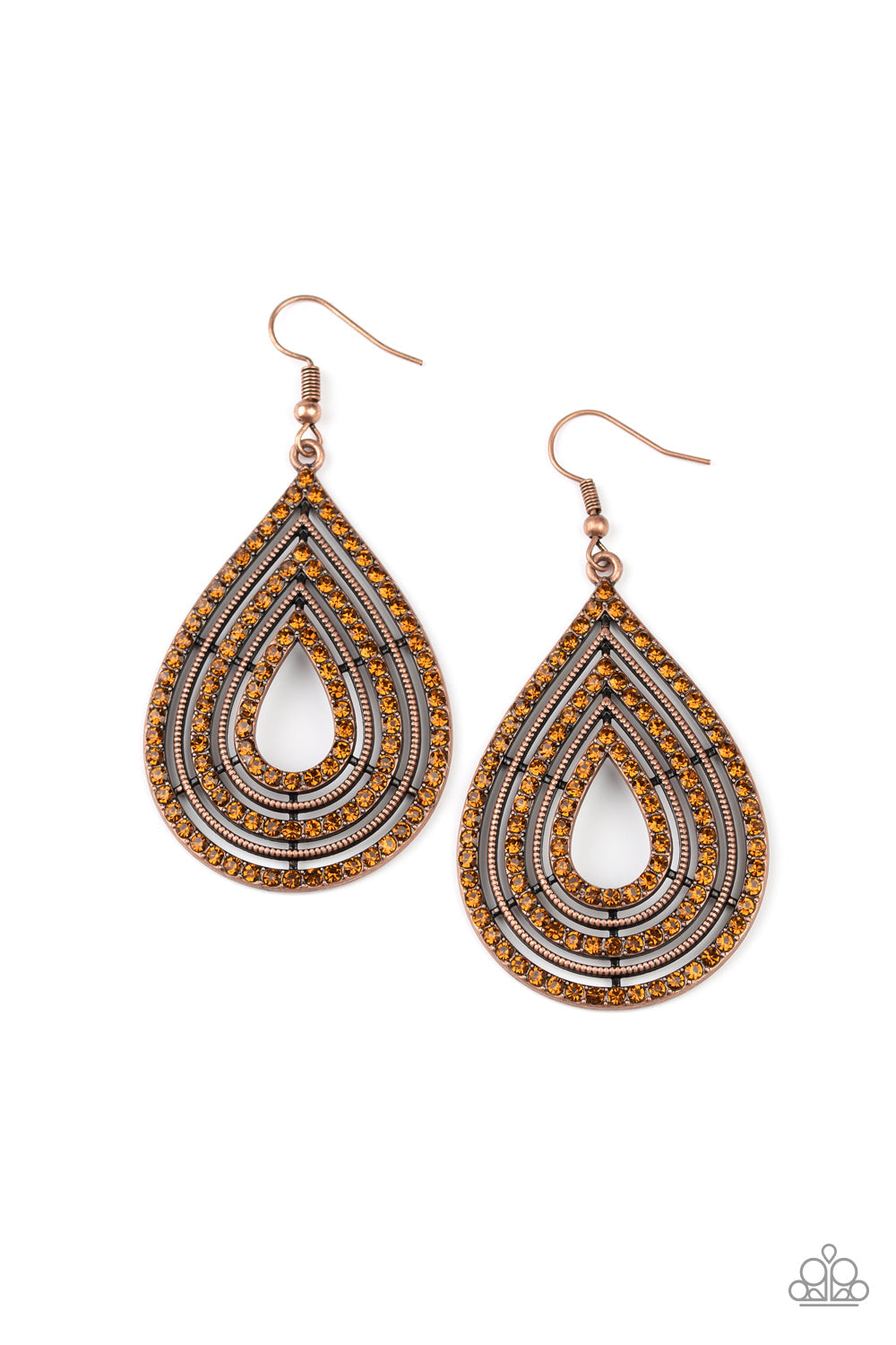 Paparazzi 5th Avenue Attraction - Copper Rhinestone Earrings