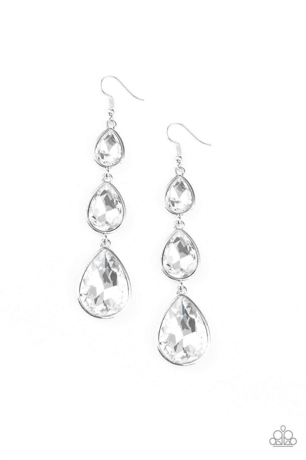 Paparazzi Metro Momentum - White Teardrop Earrings - Pusher P