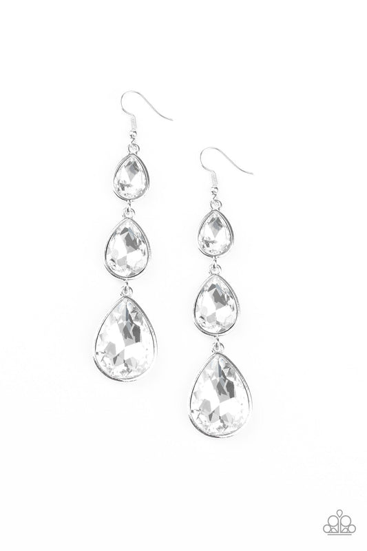 Paparazzi Metro Momentum - White Teardrop Earrings - Pusher P
