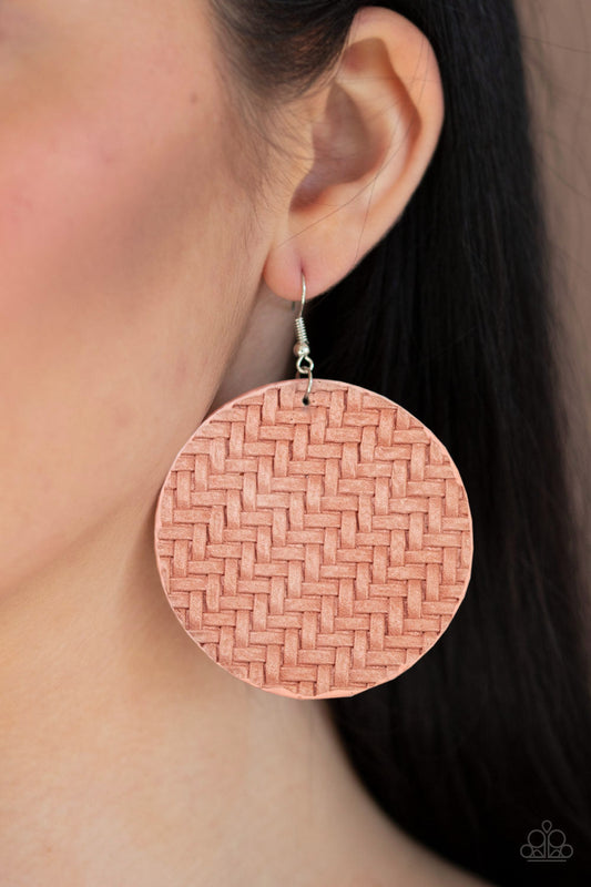 Paparazzi Plaited Plains - Coral Pink Earrings - Pusher P