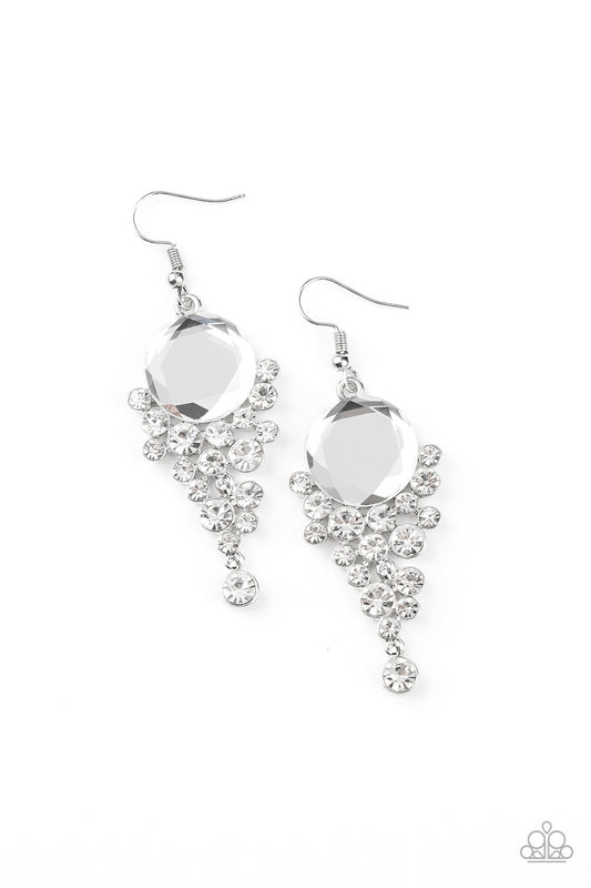Paparazzi: Elegantly Effervescent - White Rhinestone Earrings - Pusher P