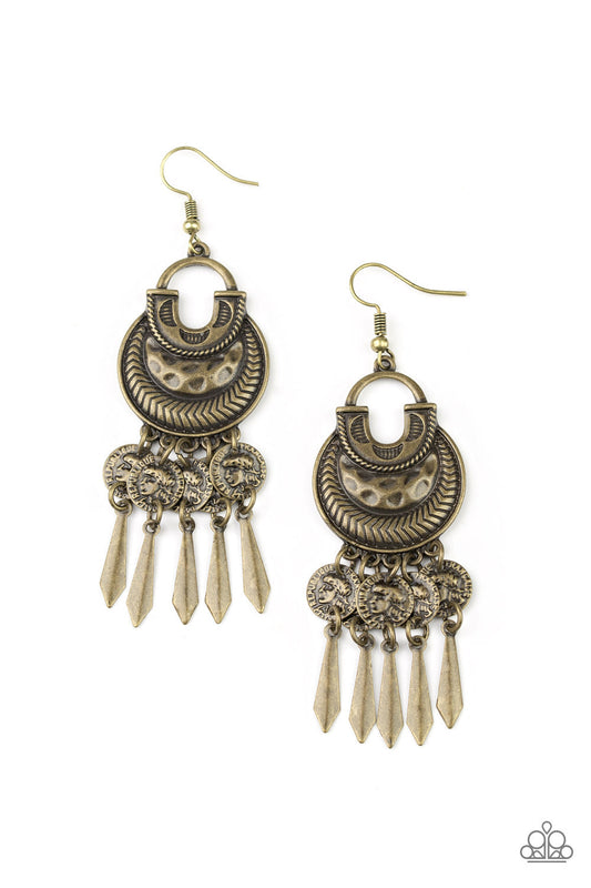 Paparazzi Give Me Liberty - Brass Earrings - Pusher P