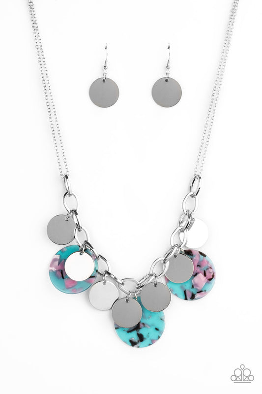 Paparazzi Confetti Confection - Blue Acrylic Necklace - Pusher P