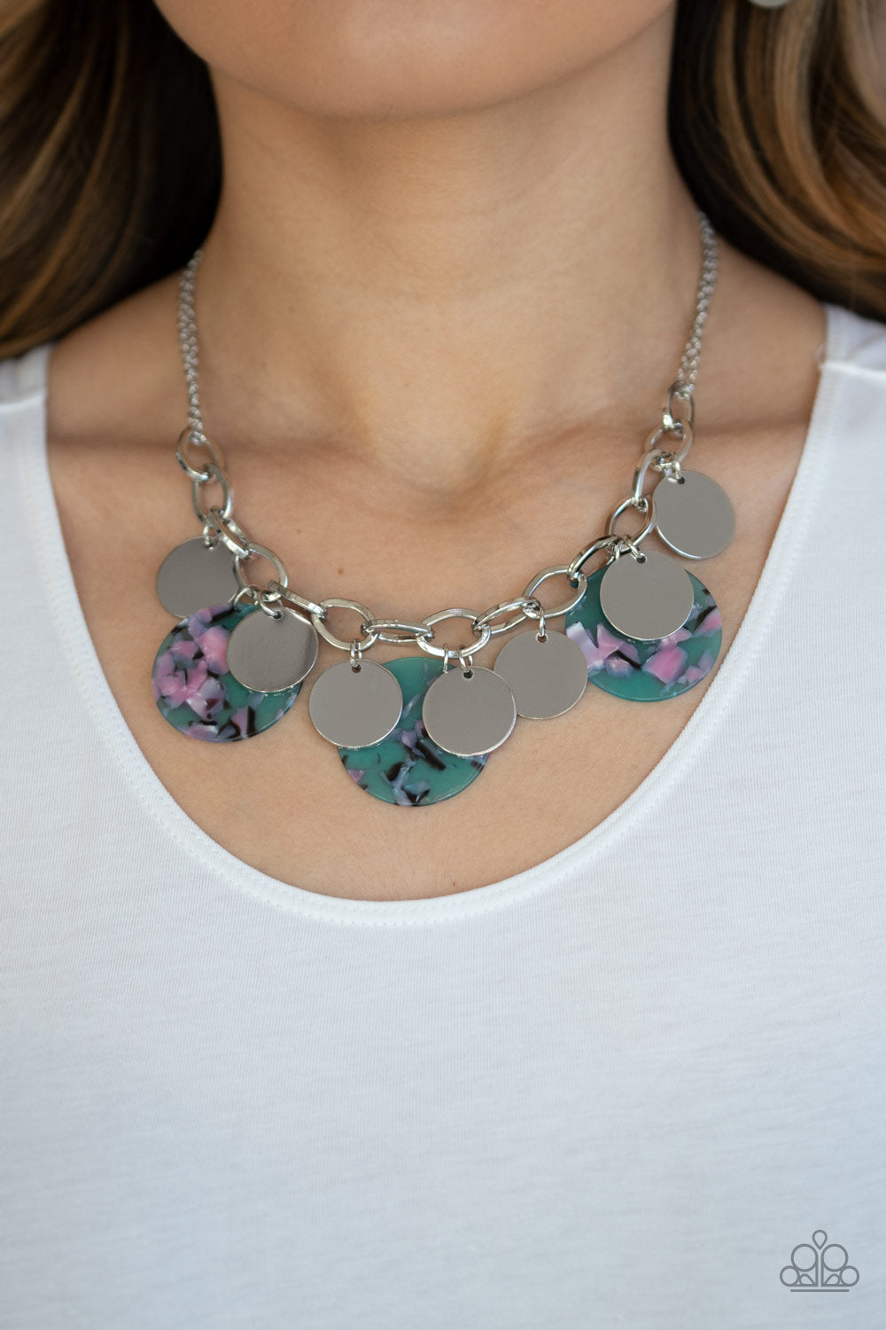 Paparazzi Confetti Confection - Blue Acrylic Necklace - Pusher P