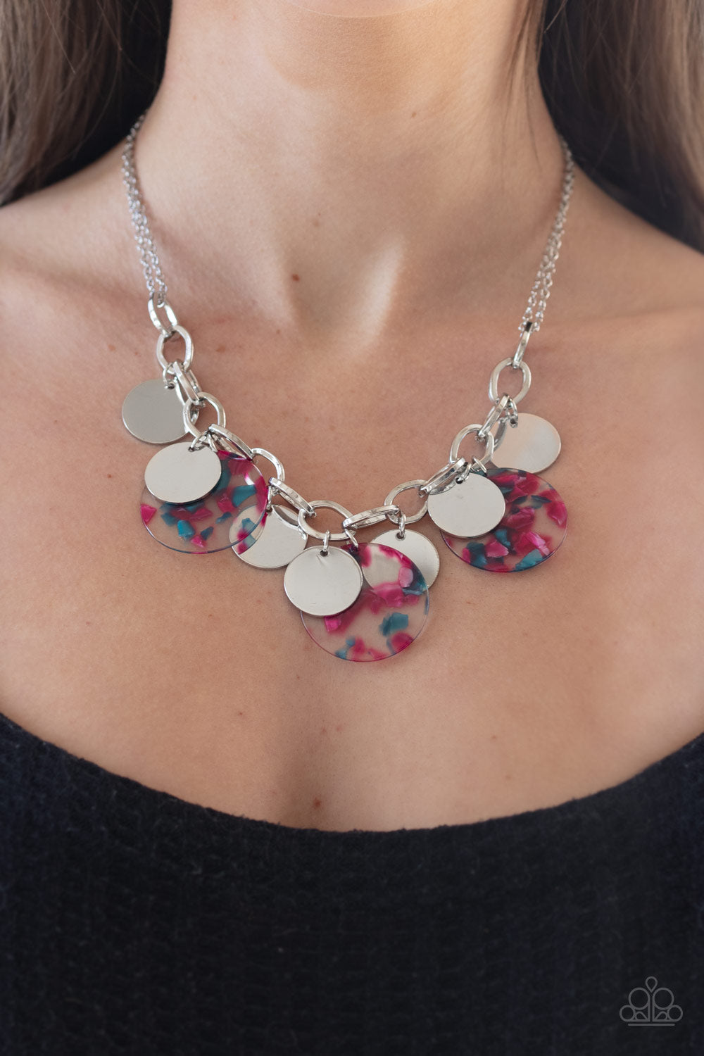 Paparazzi Confetti Confection - Pink Acrylic Necklace - Pusher P