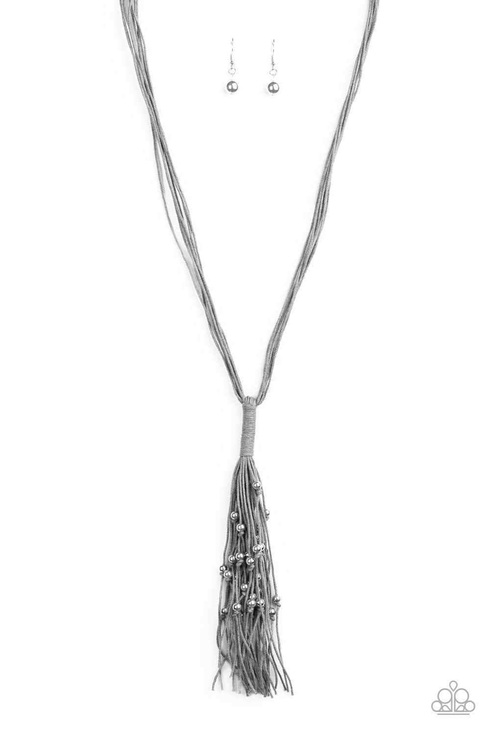 Paparazzi Hand-Knotted Knockout - Silver Tassel Necklace - Pusher P