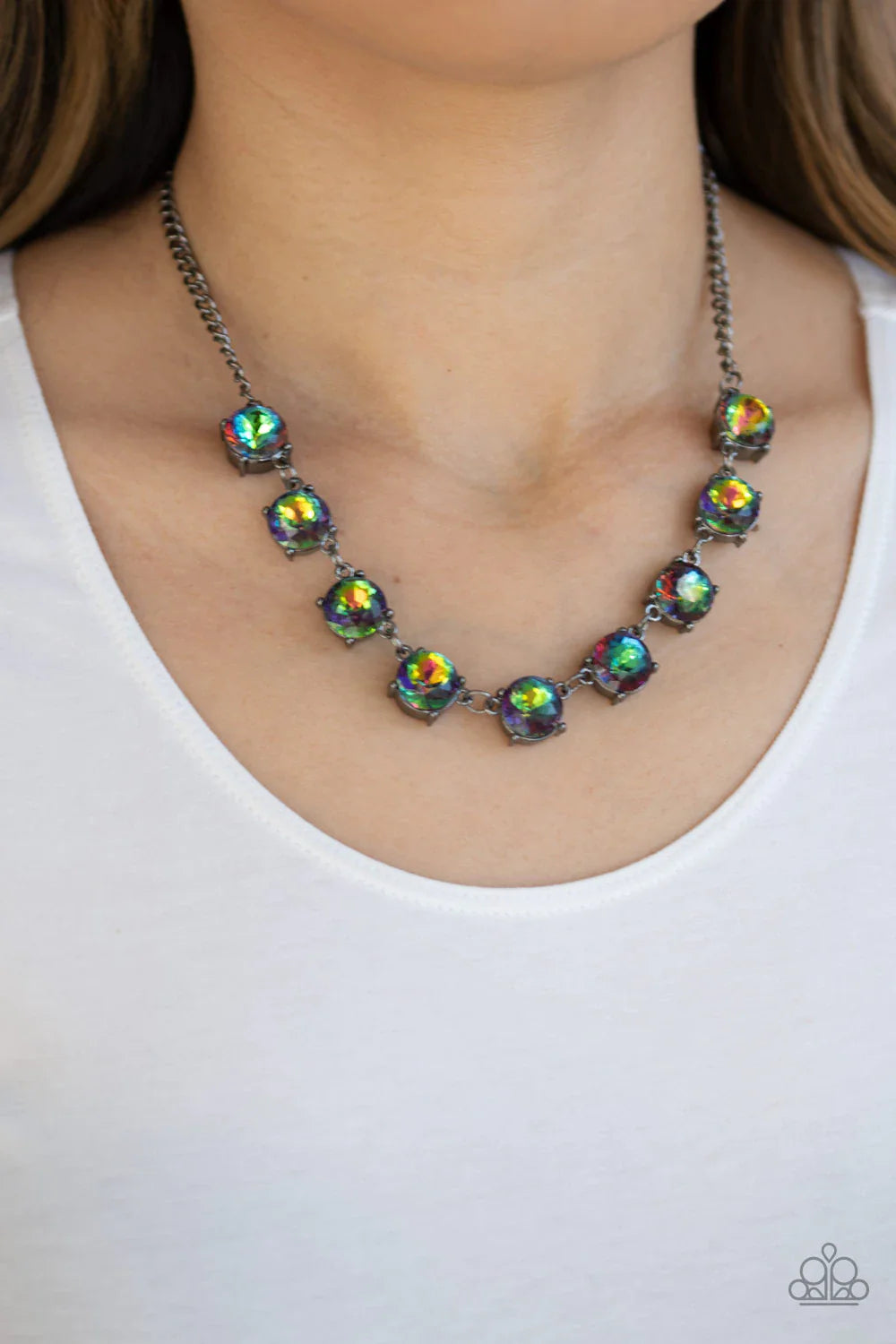 Paparazzi Iridescent Icing - Multi Necklace - Black Diamond Life of the Party Exclusive - Pusher P