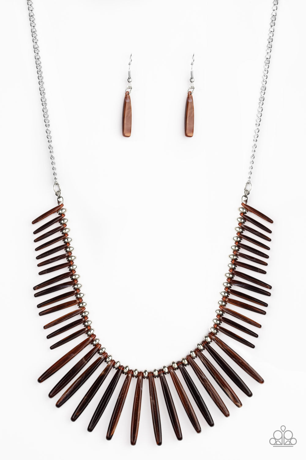 Paparazzi Out Of My Element - Brown Acrylic Necklace - Pusher P
