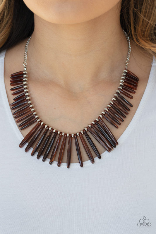 Paparazzi Out Of My Element - Brown Acrylic Necklace - Pusher P