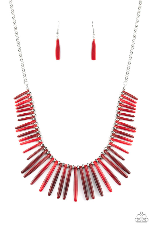 Paparazzi Out of My Element - Red Acrylic Necklace - Pusher P