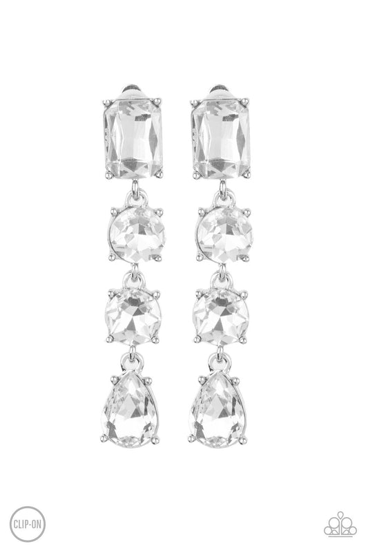 Paparazzi Make A-LIST - White Clip-On Earrings - Pusher P