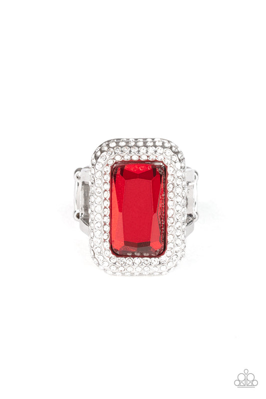 Paparazzi A Grand STATEMENT-MAKER - Red Ring - Pusher P