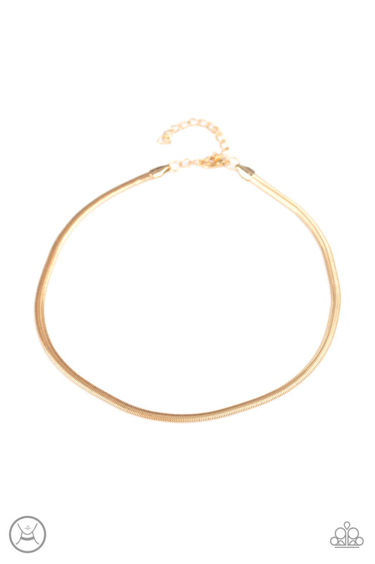 Paparazzi Flat Out Fierce - Gold Choker - Pusher P