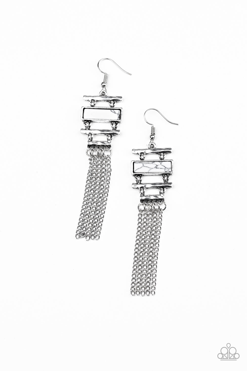 Paparazzi Stone Dwellings - White Earrings - Pusher P