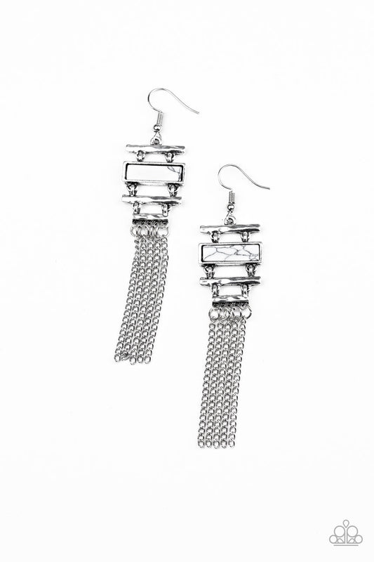 Paparazzi Stone Dwellings - White Earrings - Pusher P