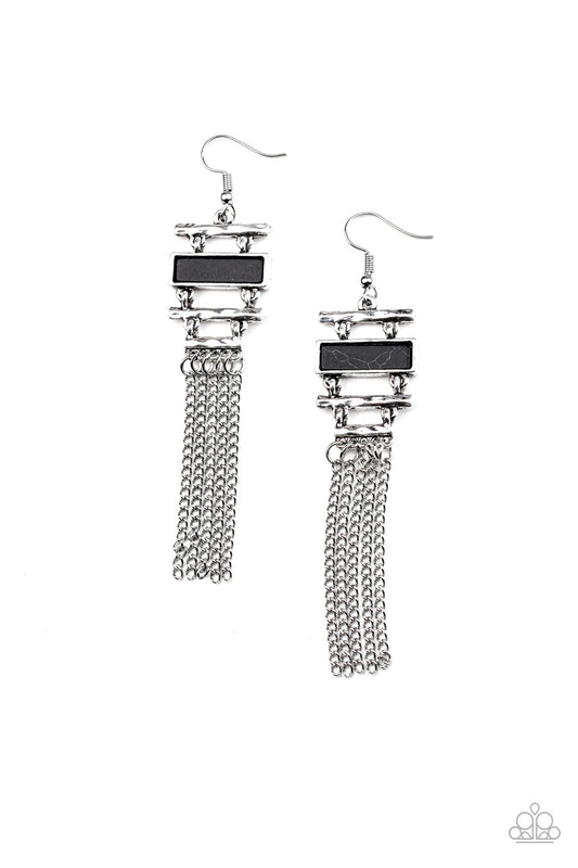 Paparazzi Stone Dwellings - Black Earrings - Pusher P