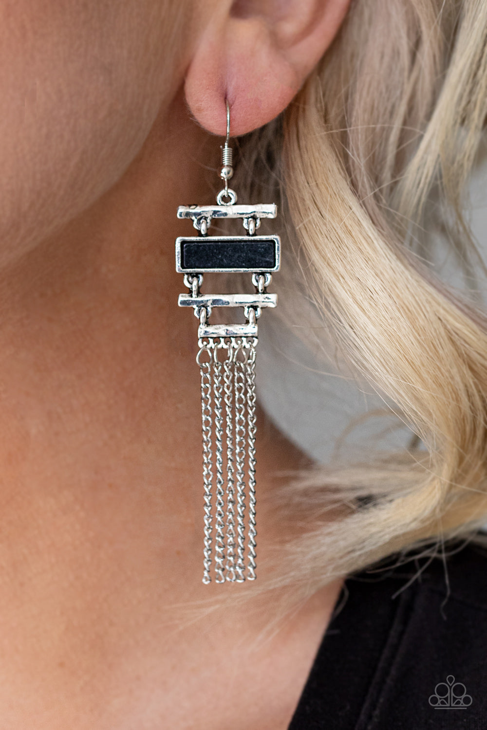 Paparazzi Stone Dwellings - Black Earrings - Pusher P