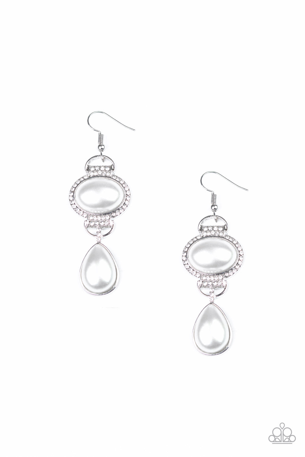 Paparazzi Icy Shimmer - White Earrings - Pusher P