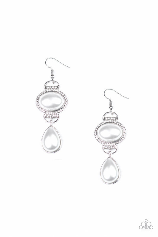 Paparazzi Icy Shimmer - White Earrings - Pusher P