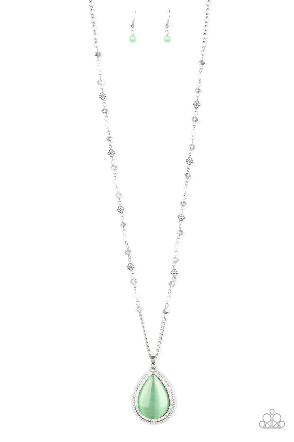 Paparazzi Fashion Flaunt Green Necklace July 2020 Life of The Party - Pusher P