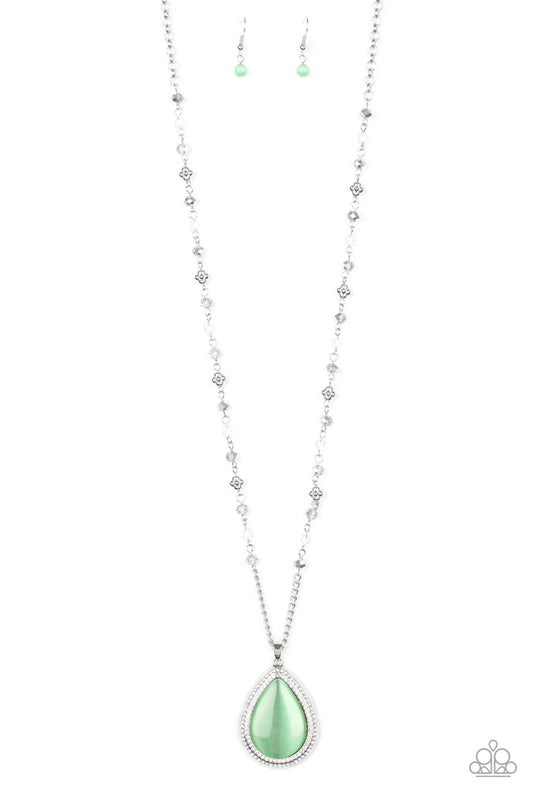 Paparazzi Fashion Flaunt Green Necklace July 2020 Life of The Party - Pusher P