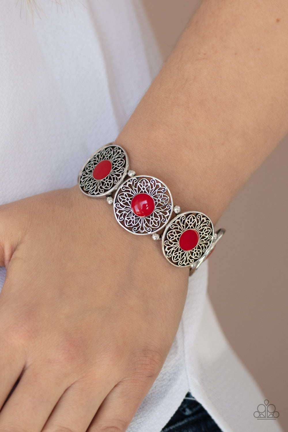 Paparazzi Painted Garden - Red Bracelet - Pusher P