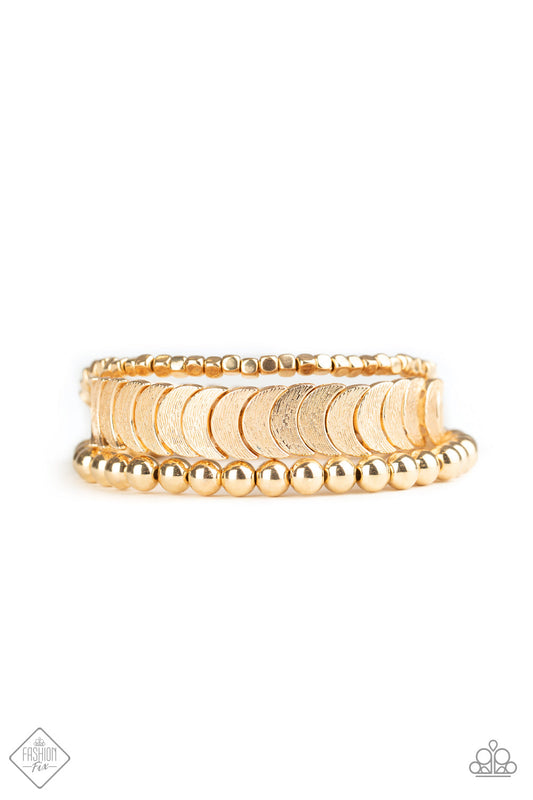 Paparazzi LAYER It On Me - Gold July's Fashion Fix Bracelet - Pusher P