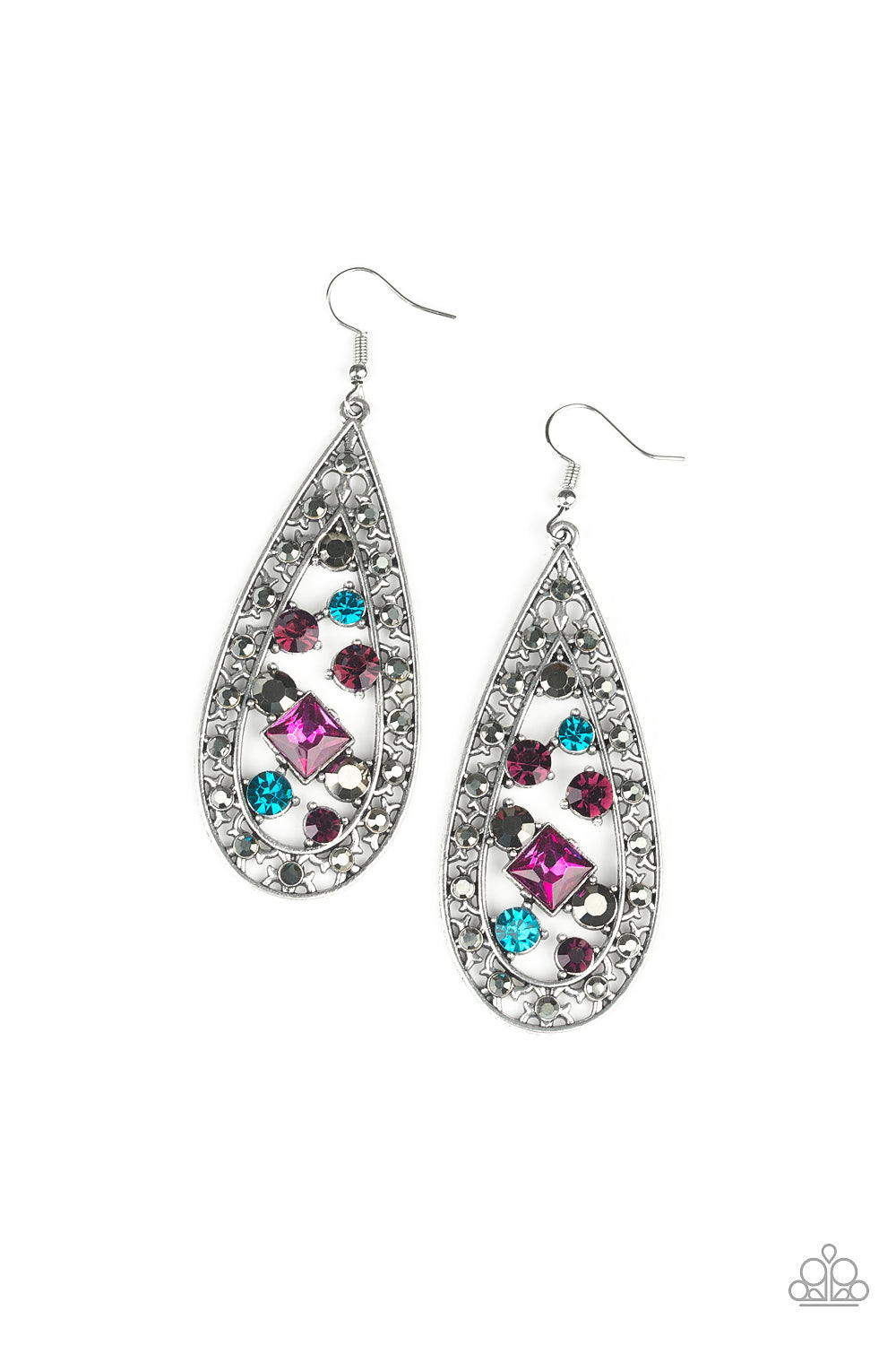 Paparazzi Drop-Dead Dazzle - Multi Hematite Rhinestone Earrings - Pusher P