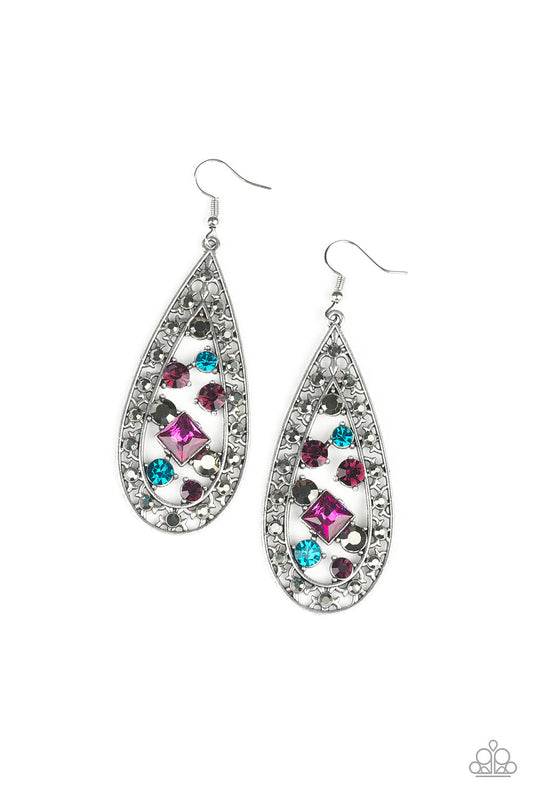 Paparazzi Drop-Dead Dazzle - Multi Hematite Rhinestone Earrings - Pusher P