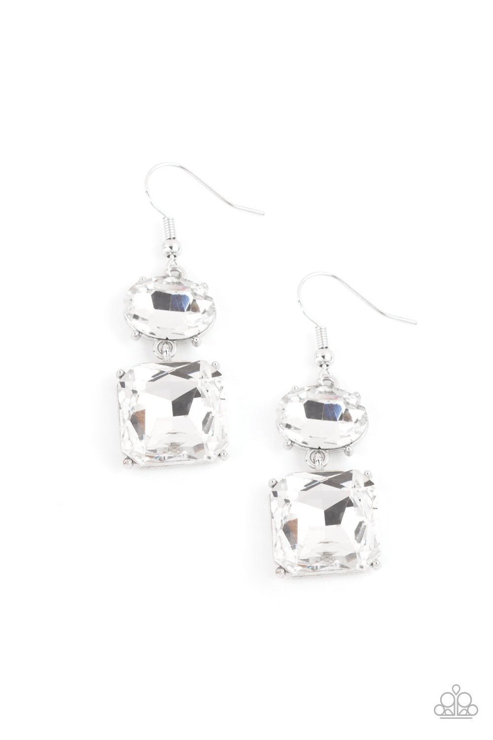 Paparazzi All ICE On Me - White Gem Earrings - Pusher P