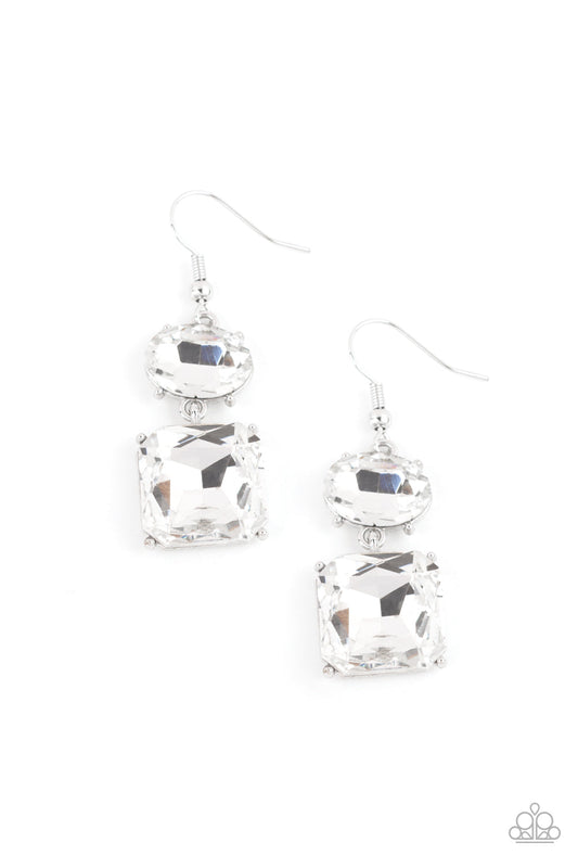 Paparazzi All ICE On Me - White Gem Earrings - Pusher P